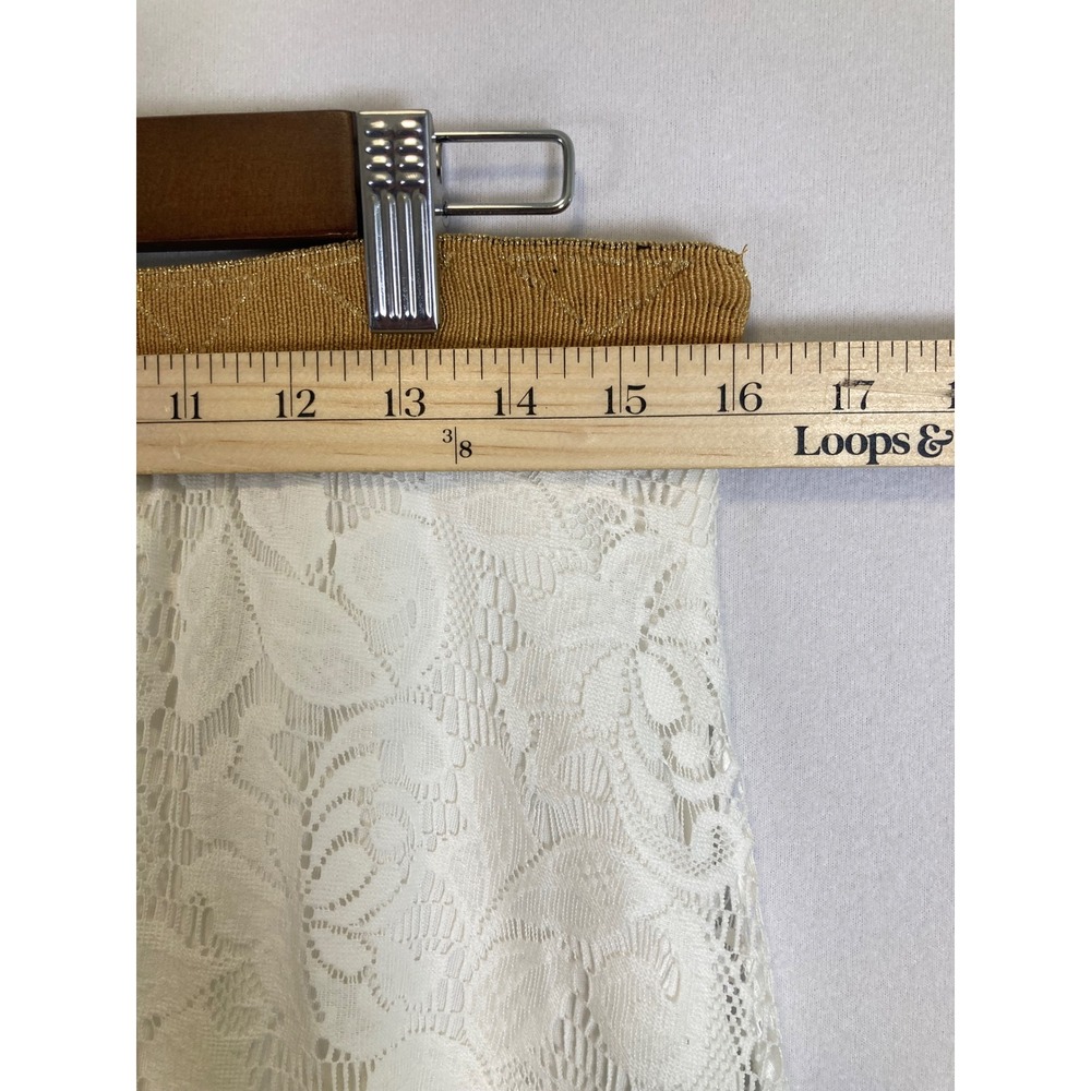 Boho Romantic LuLaRoe Women Medium White Floral Lace Maxi Skirt Gold Waistband - Picture 5 of 11